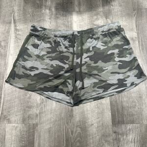 Lucky Brand Camo Lounge Shorts Womens Large Green Drawstring Casual
